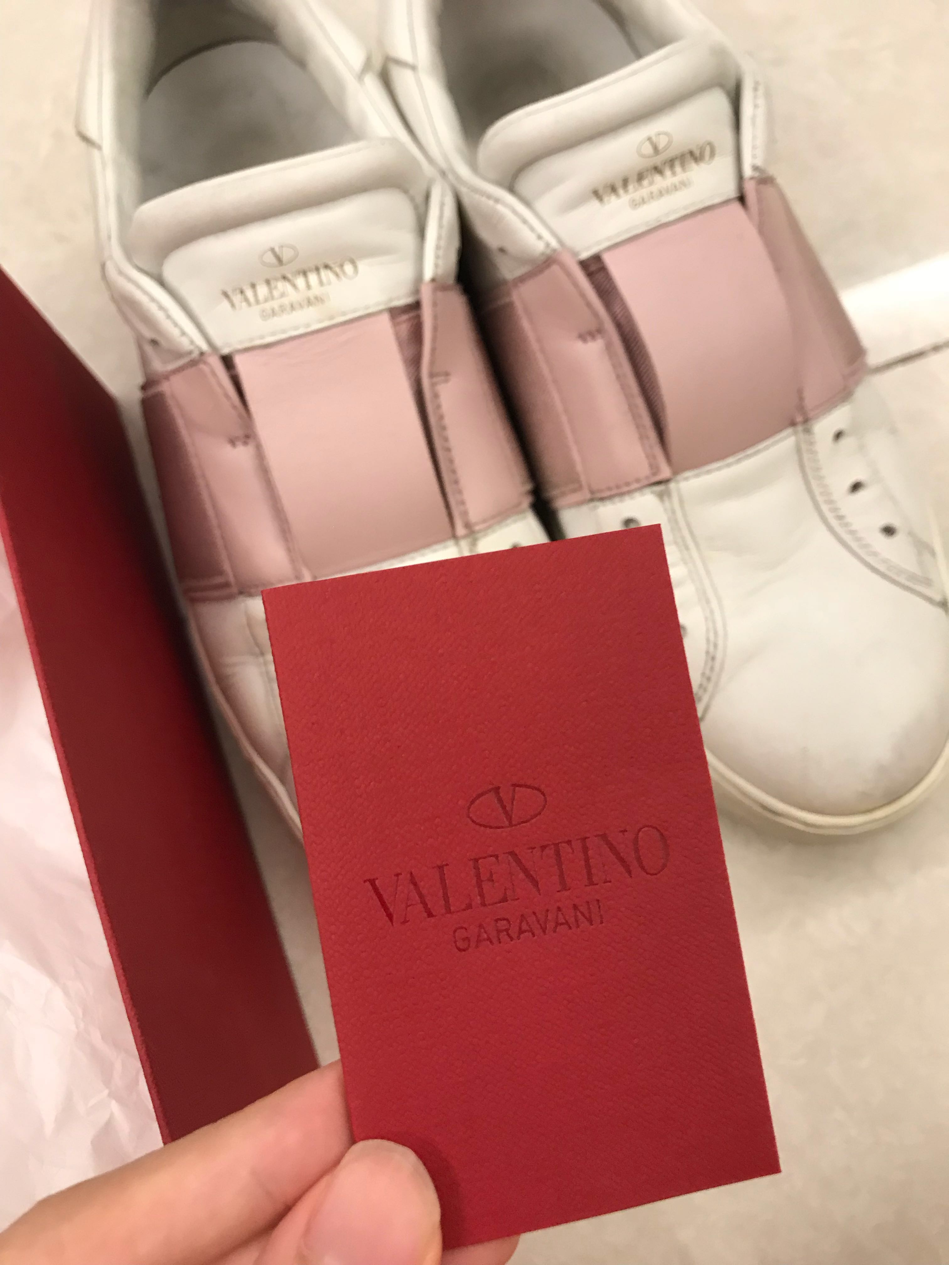 white & pink valentino garavani open sneakers