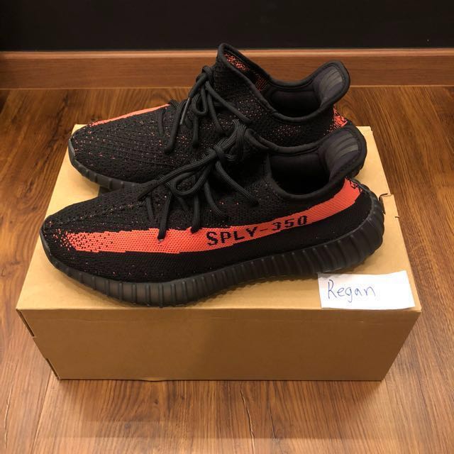 Red stripe yeezy sales 35