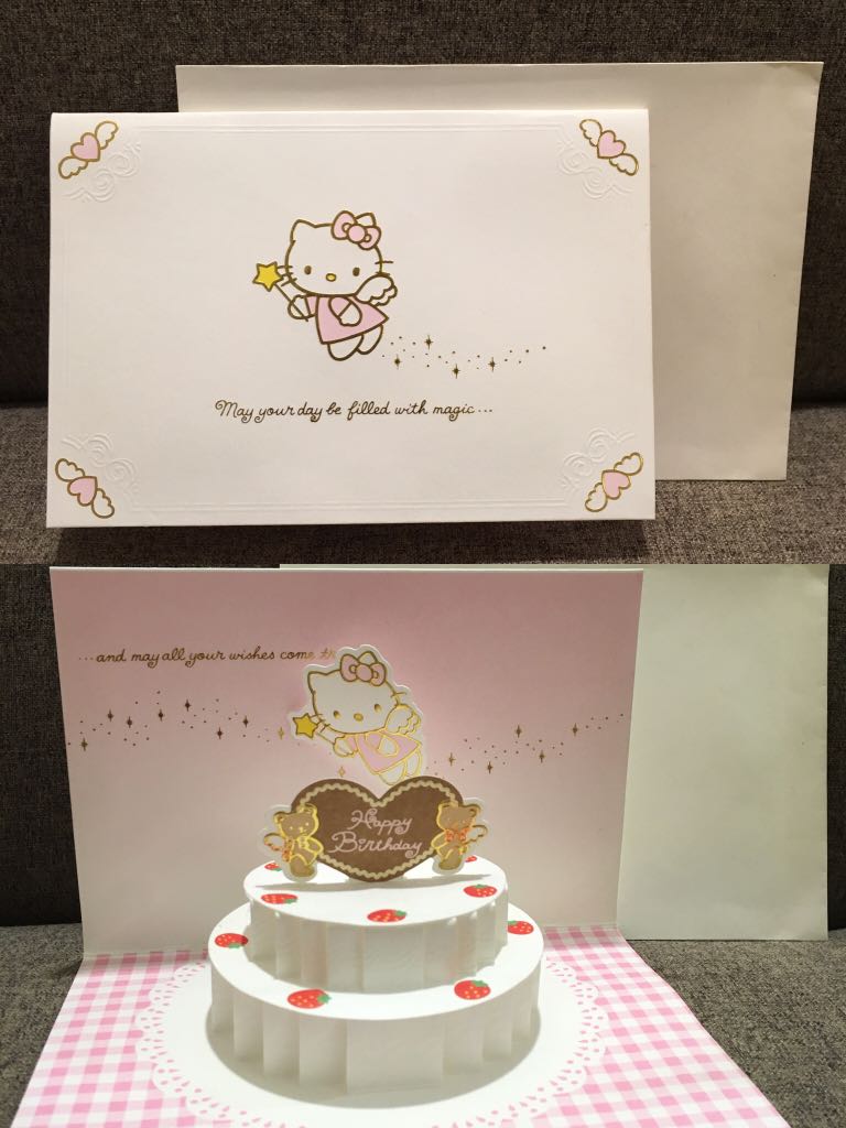 3d Hello Kitty Birthday Cake Card Design Craft Others On Carousell