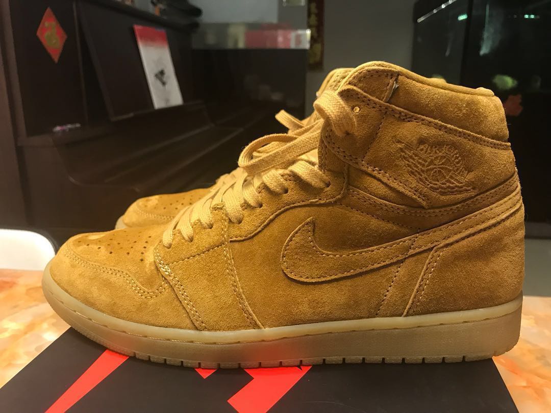 Air Jordan 1 Retro High US10 Wheat Suede Leather Men s Fashion