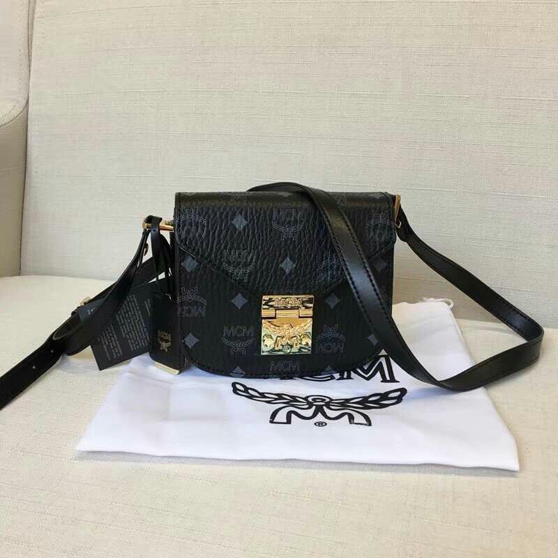 mcm black sling bag