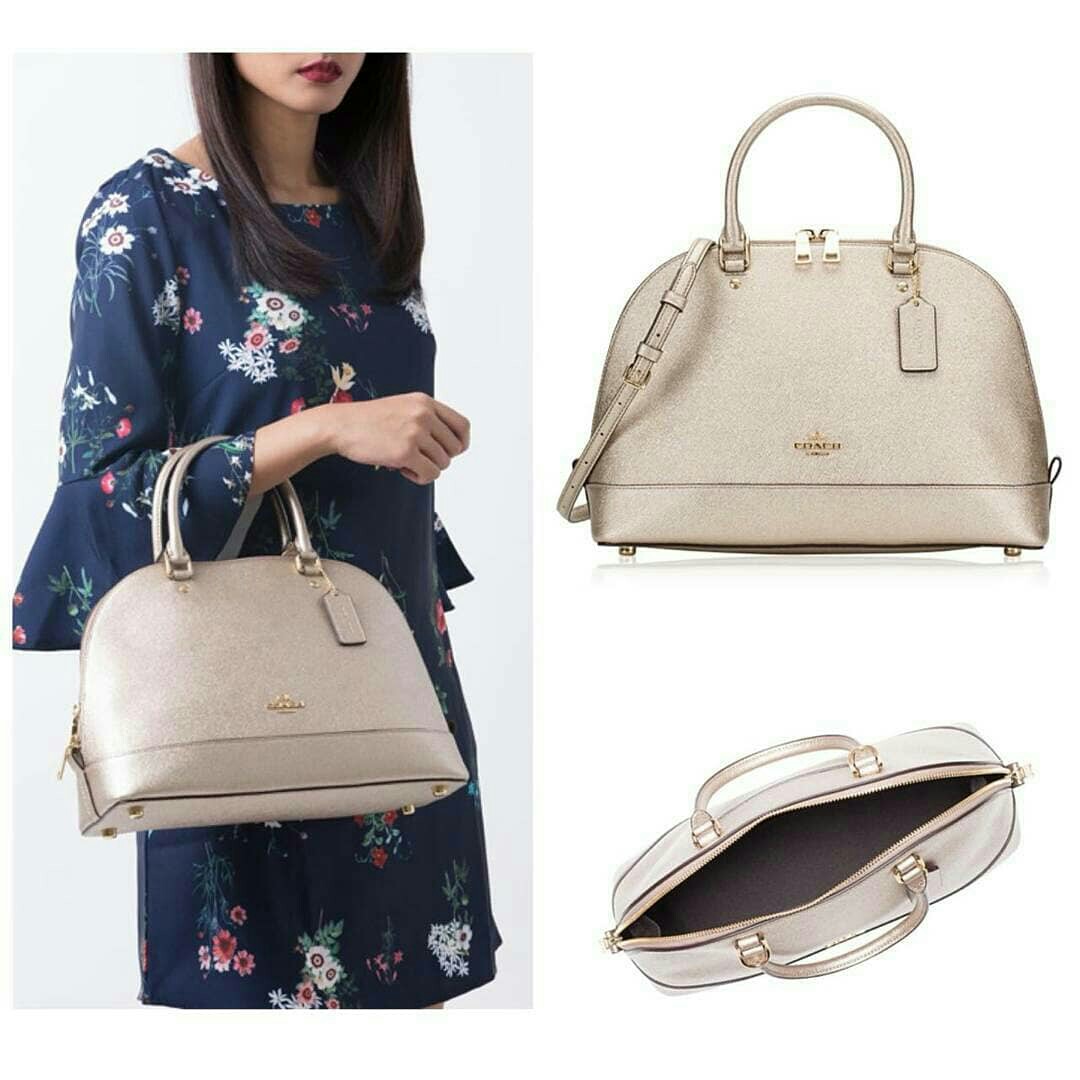 Coach Sierra Bag Large in Beige with Strap, Barang Mewah, Tas & Dompet di  Carousell