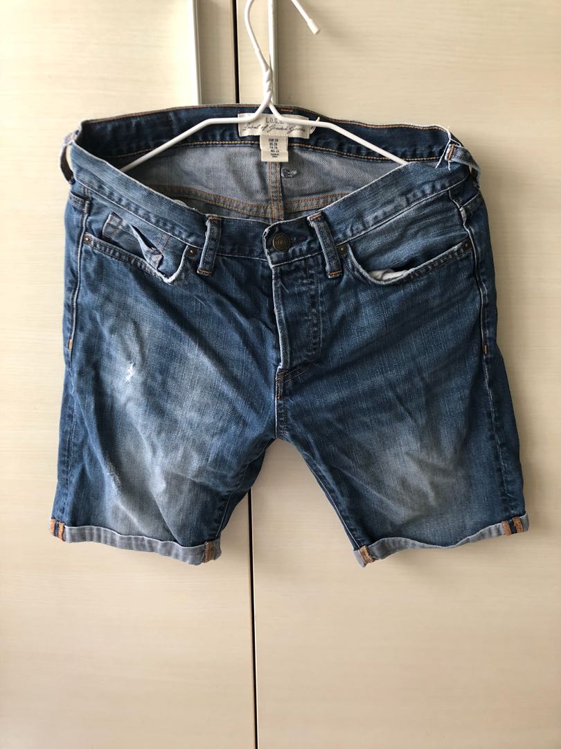 h&m ripped jean shorts men