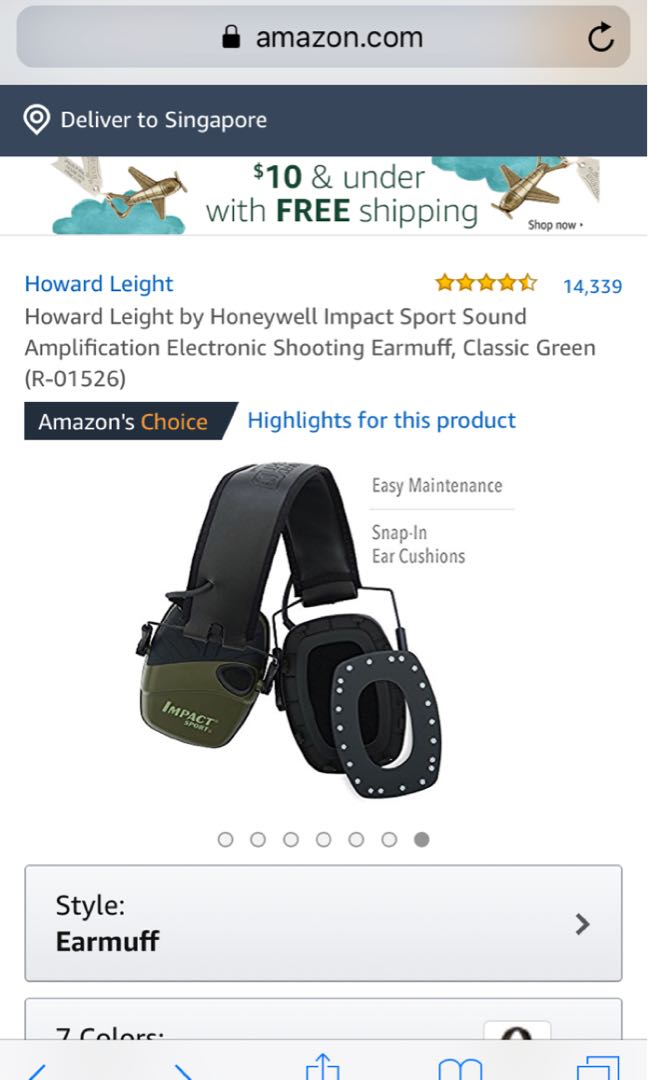 Howard Leight by Honeywell Impact Sport Sound Amplification Electronic  Shooting Earmuff, Classic Green (R-01526), Sports Equipment, Sports   Games, Water Sports on Carousell