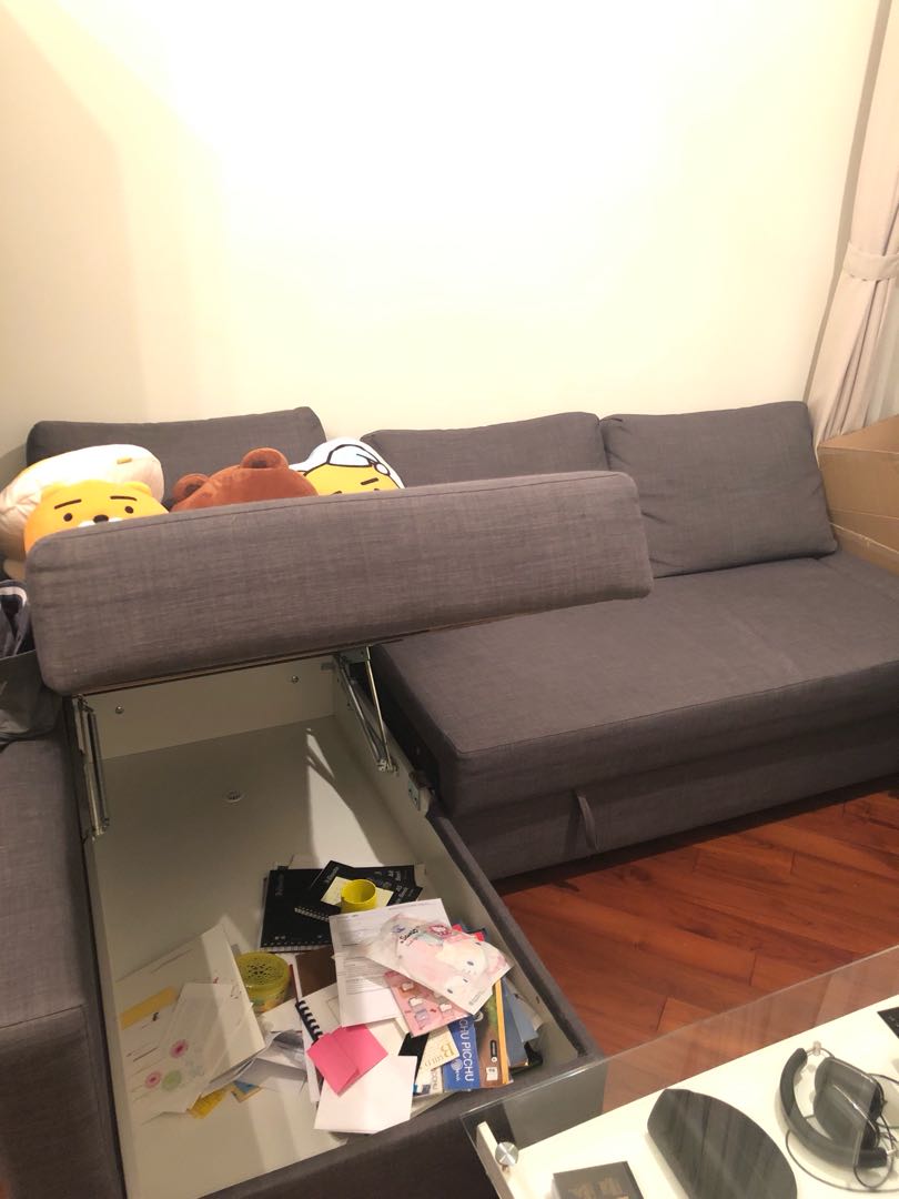Ikea L shaped sofa bed, 傢俬＆家居, 傢俬, 床架及床褥 Carousell