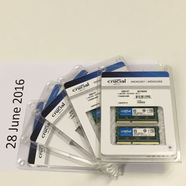 16 Go (2x8 Go) Crucial DDR3L SODIMM 1333 MHz PC3L-10600 - RAM Portable (Neuf)