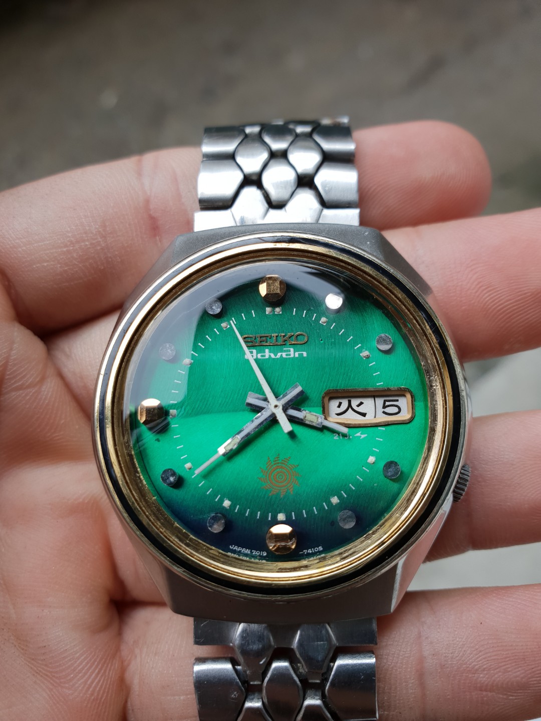 Jam Tangan Super Rare Vintage Seiko Advan Green Burst Faceted