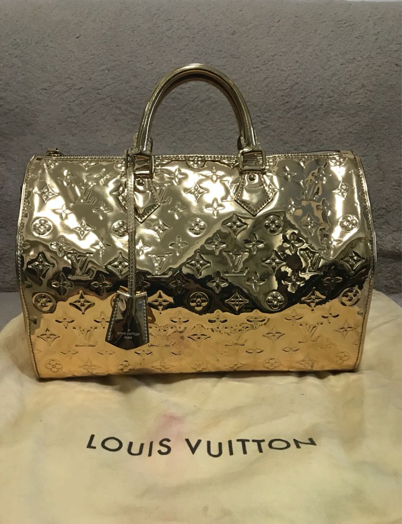 Louis Vuitton Louis Vuitton Gold Vinyl Miroir Speedy 35 Special