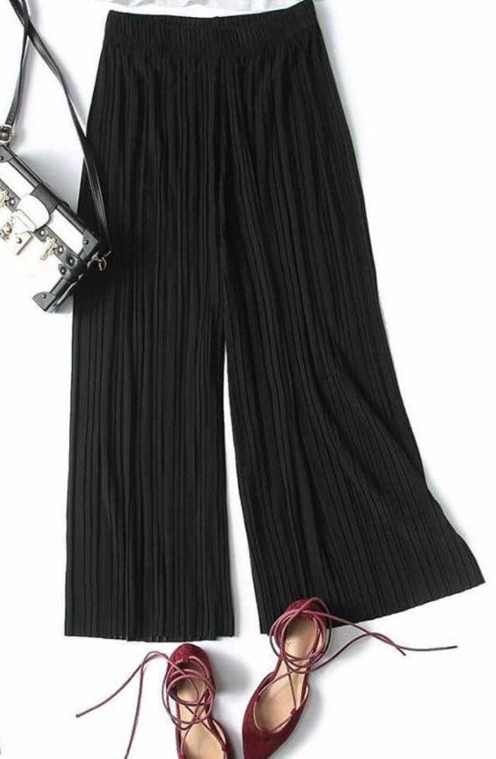 Cathalem Casual Summer Pants for Women Womens Wide Leg Palazzo Pants High  Waisted Pant Smocked Pleated Loose Track Gear for Women Pants Black Large -  Walmart.com