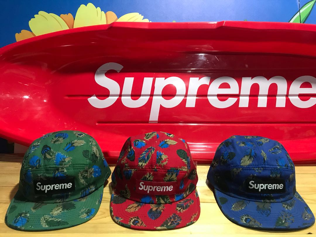 supreme feathers camp cap