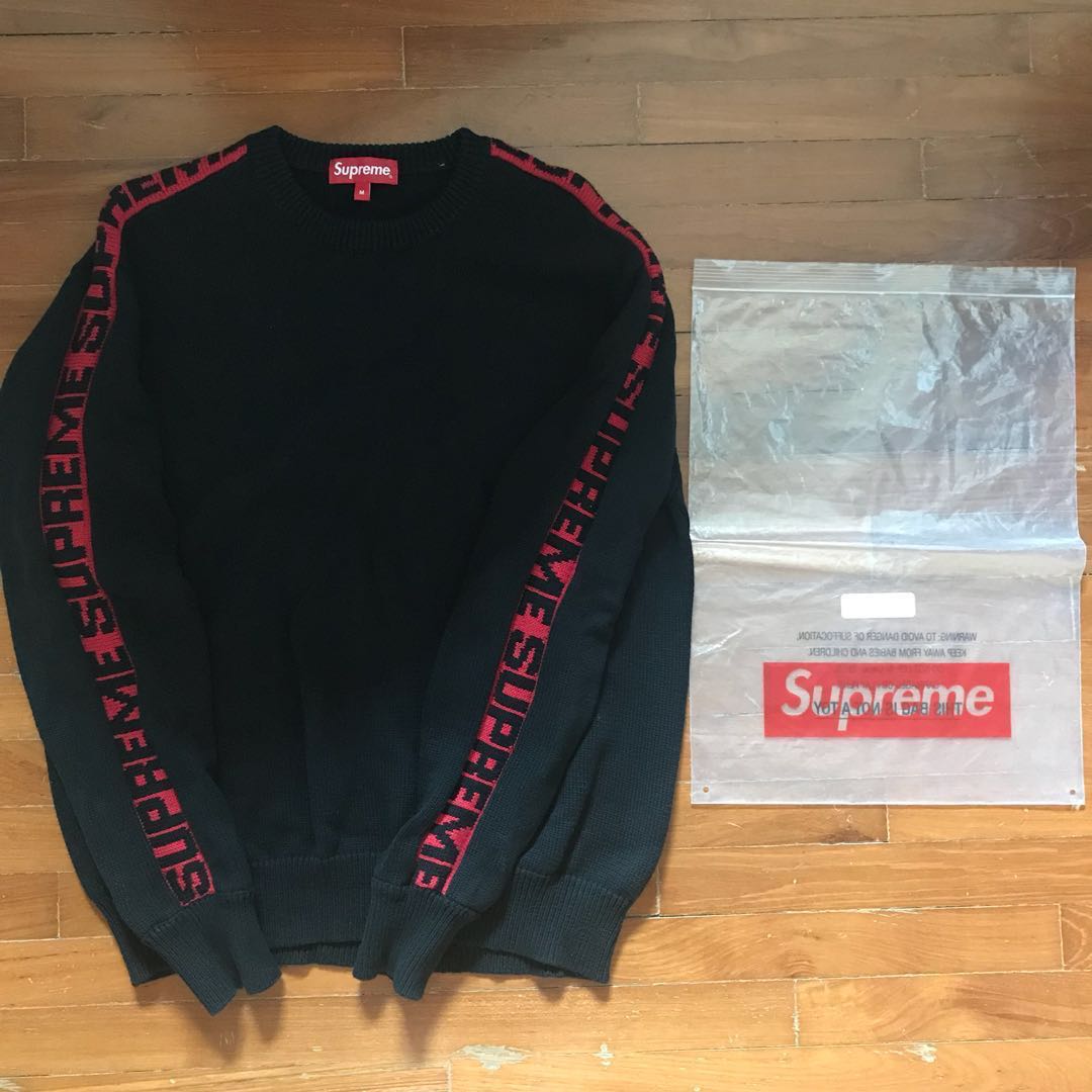 Supreme sleeves stripe sweater Men s Fashion Tops Sets Tshirts Polo Shirts on Carousell