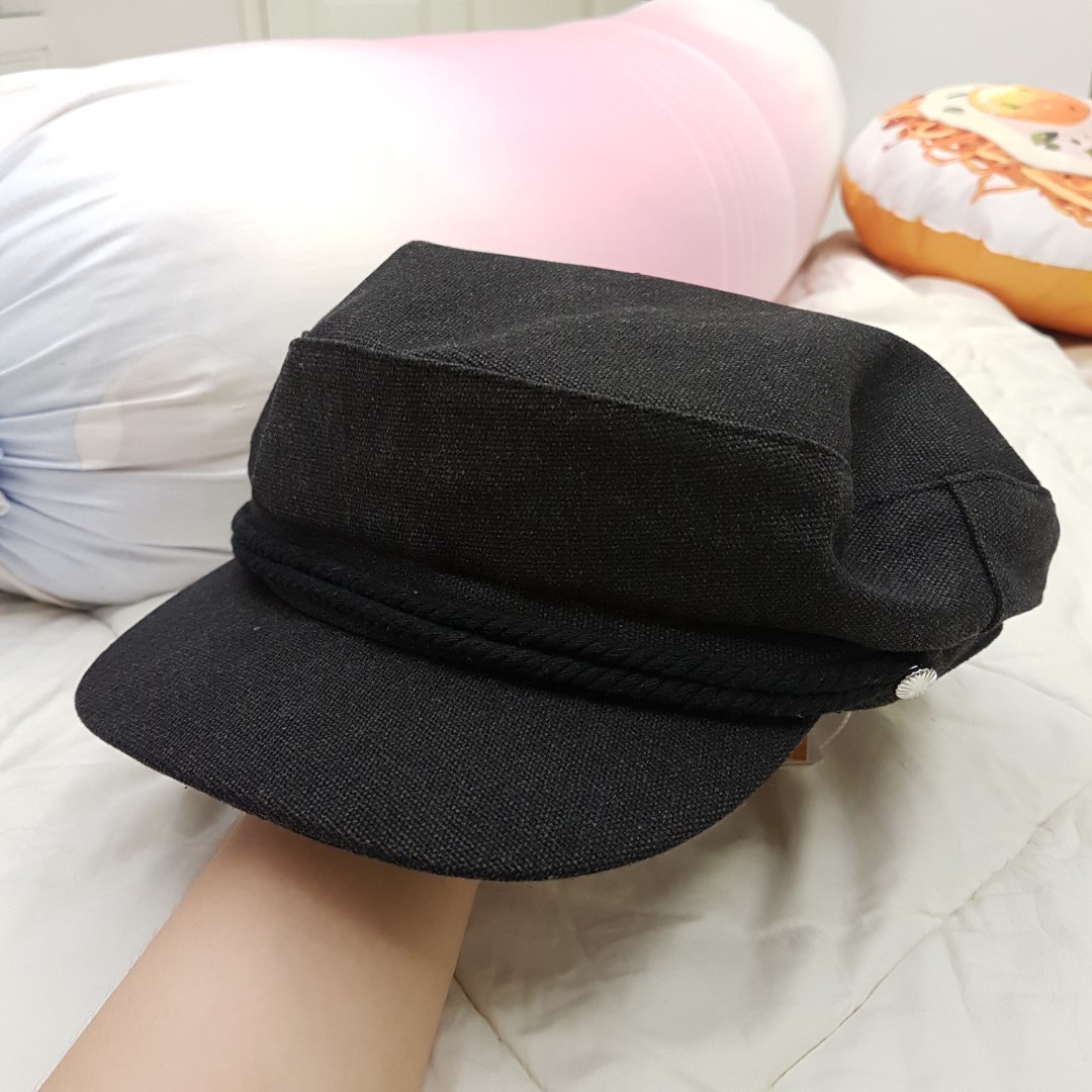 Topi Marin Cap Jepang Hitam Black Fesyen Wanita Aksesoris Di Carousell