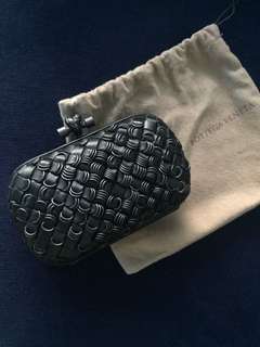 Bottega Veneta Black Python Intrecciato Napa Knot Clutch Bag RRP