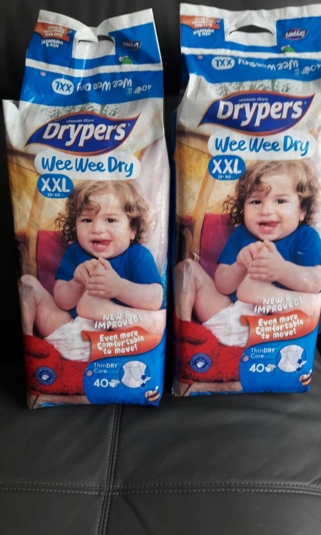 2 Drypers Diapers XXL, Babies & Kids, Bathing & Changing, Diapers ...