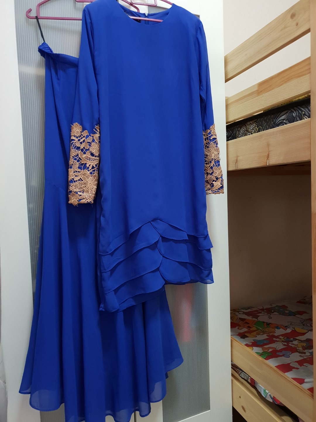 baju kurung moden royal blue 2018