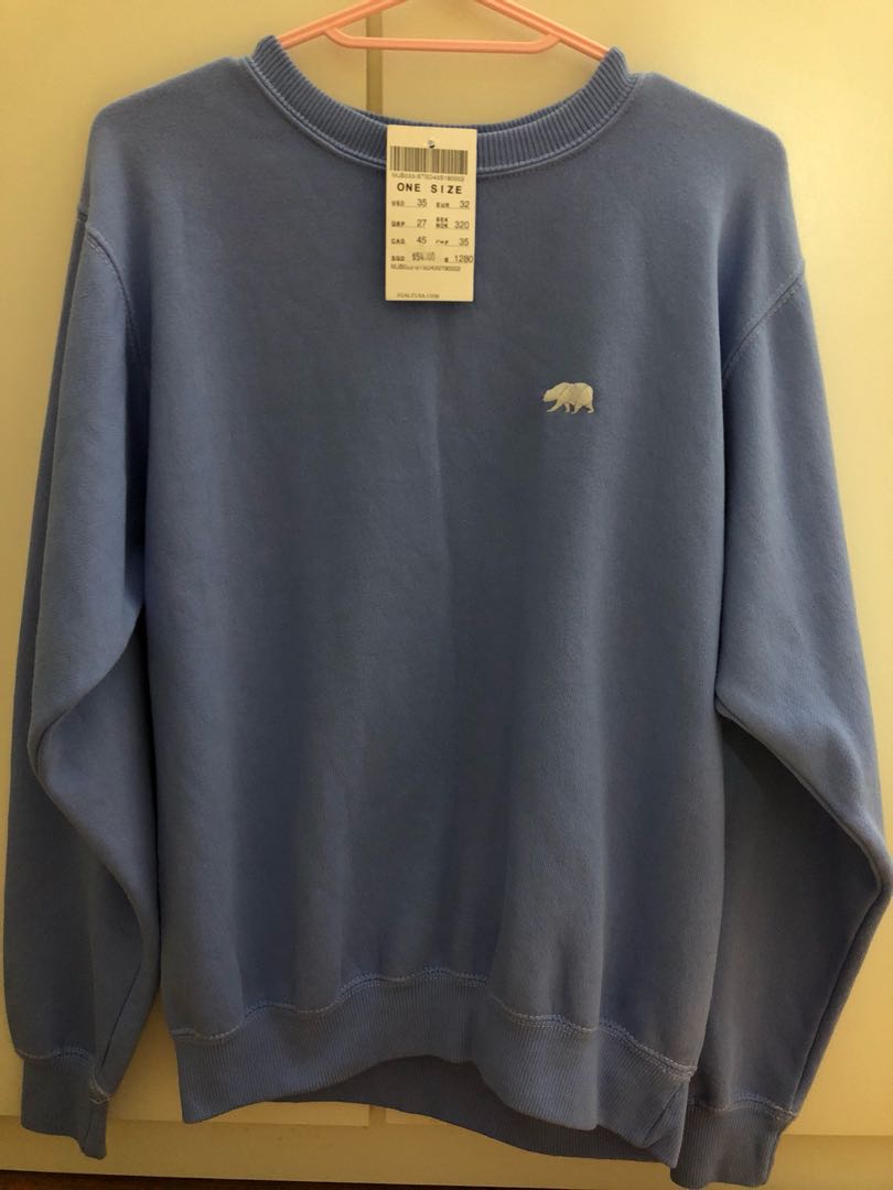 BNWT Brandy melville blue erica bear sweatshirt sweater long sleeve Women s Fashion Tops Other Tops on Carousell