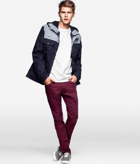 H\u0026M Maroon Skinny Jeans Long Pants, Men 