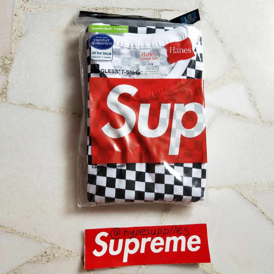 supreme hanes tagless tees checkered
