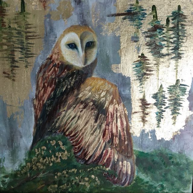 Original Oil Painting With Gold Leaf Wisdom Design Craft Art