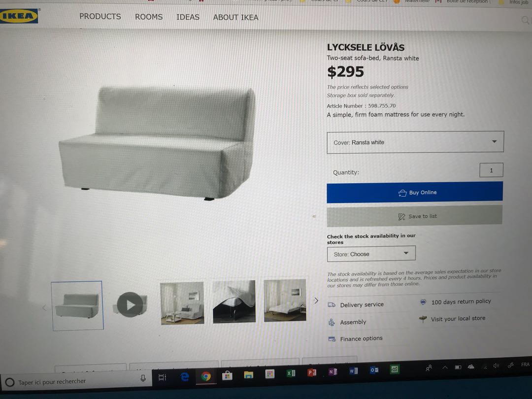 Sofa Bed IKEA 2 seats (Lyckesele Lovas), Furniture & Home Living