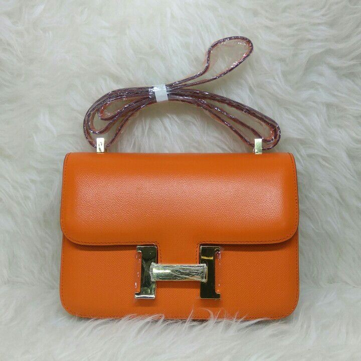 Tas Hermes Constantine Epsom Orange Ghw Mirror Quality Women S