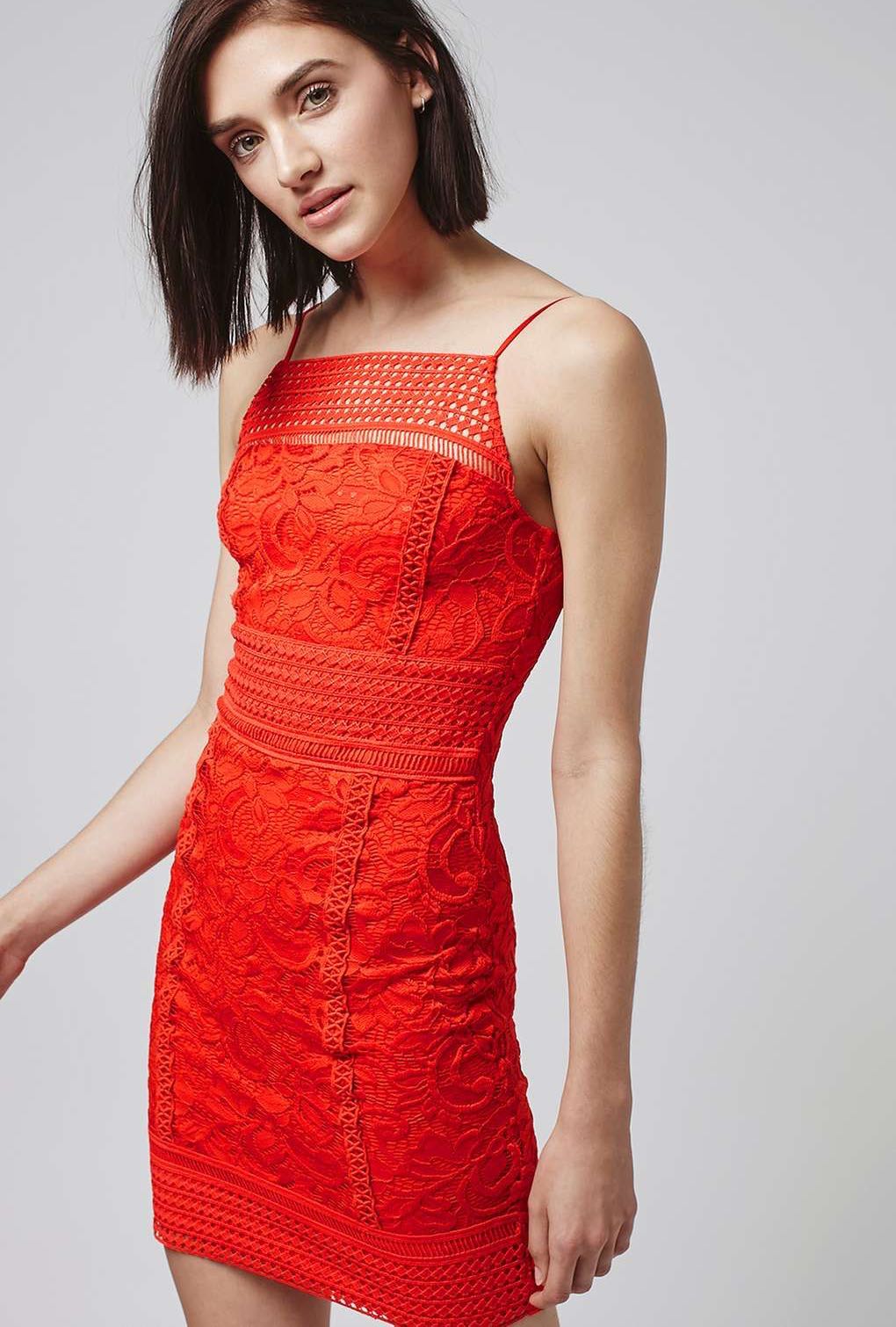 topshop red lace dress