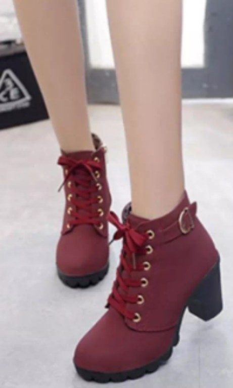red colour high ankle shoes