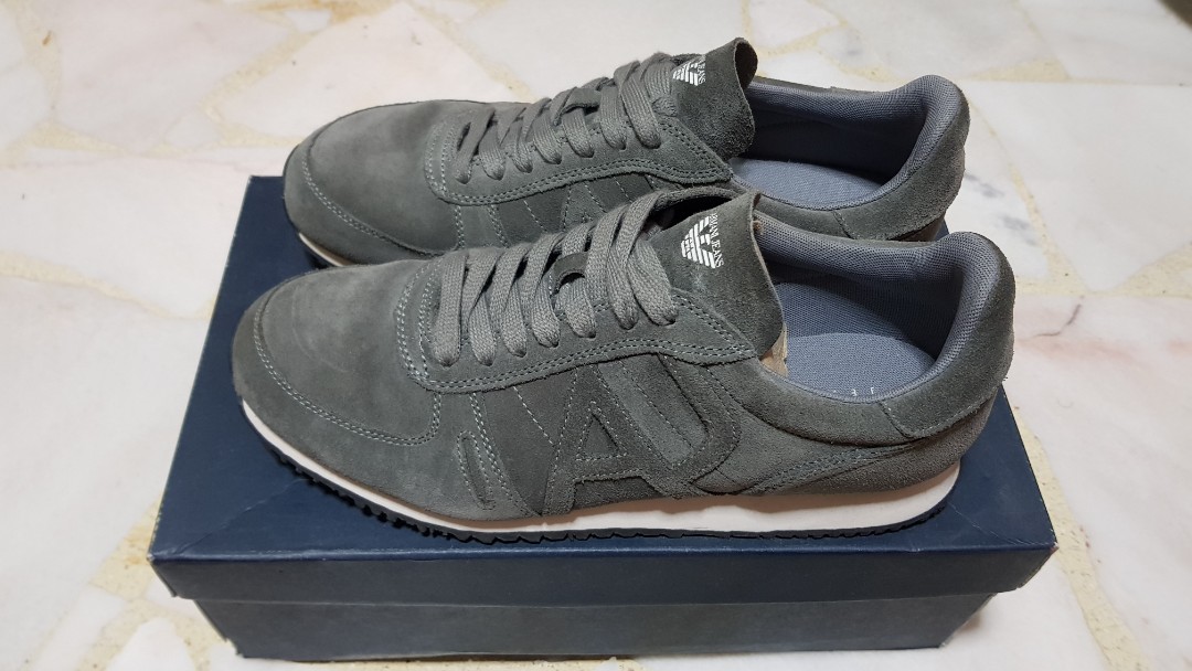 ARMANI JEANS SUEDE LOGO TRAINERS Men s Fashion Footwear Dress Shoes on Carousell