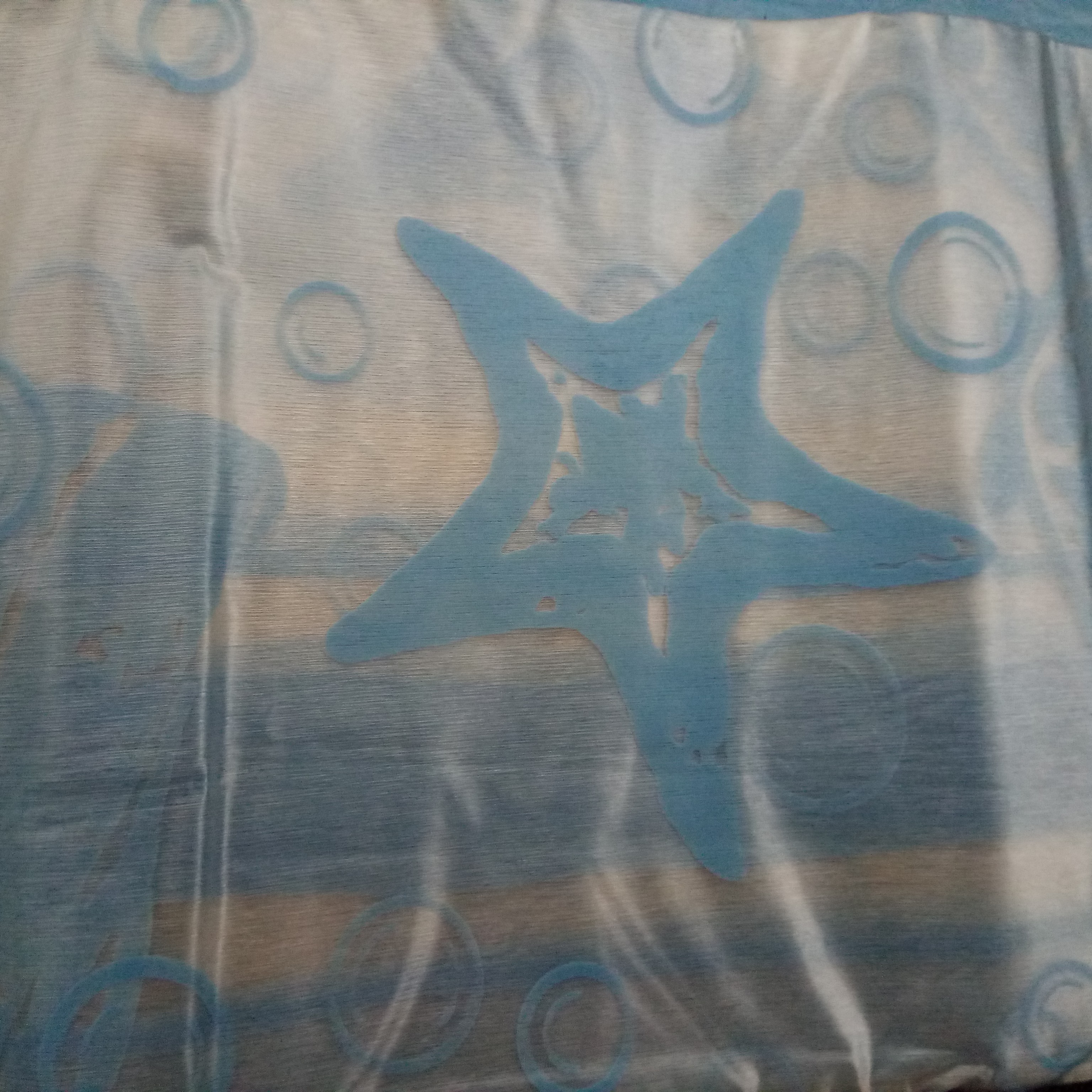 Clear Vinyl Shower Curtain With Blue Colour Print Furniture Home
