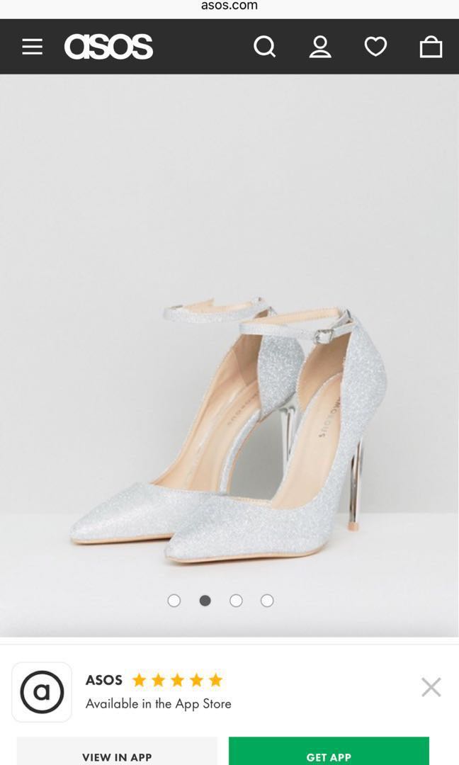 silver court shoes with ankle strap