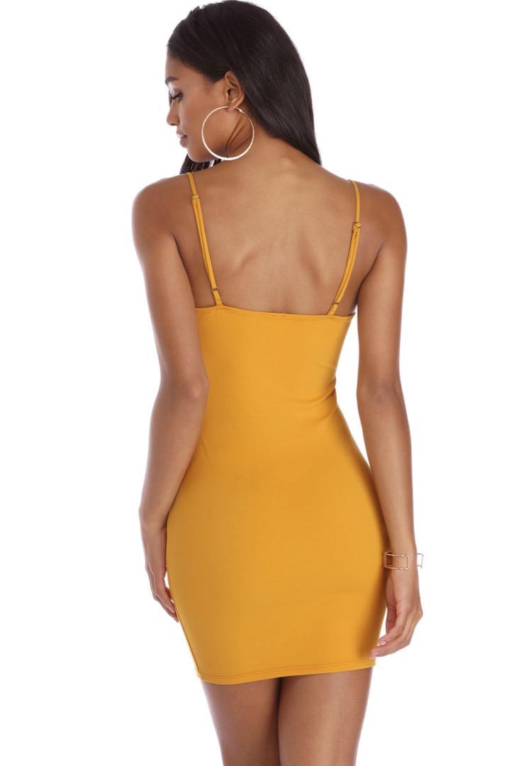 mustard tight dress