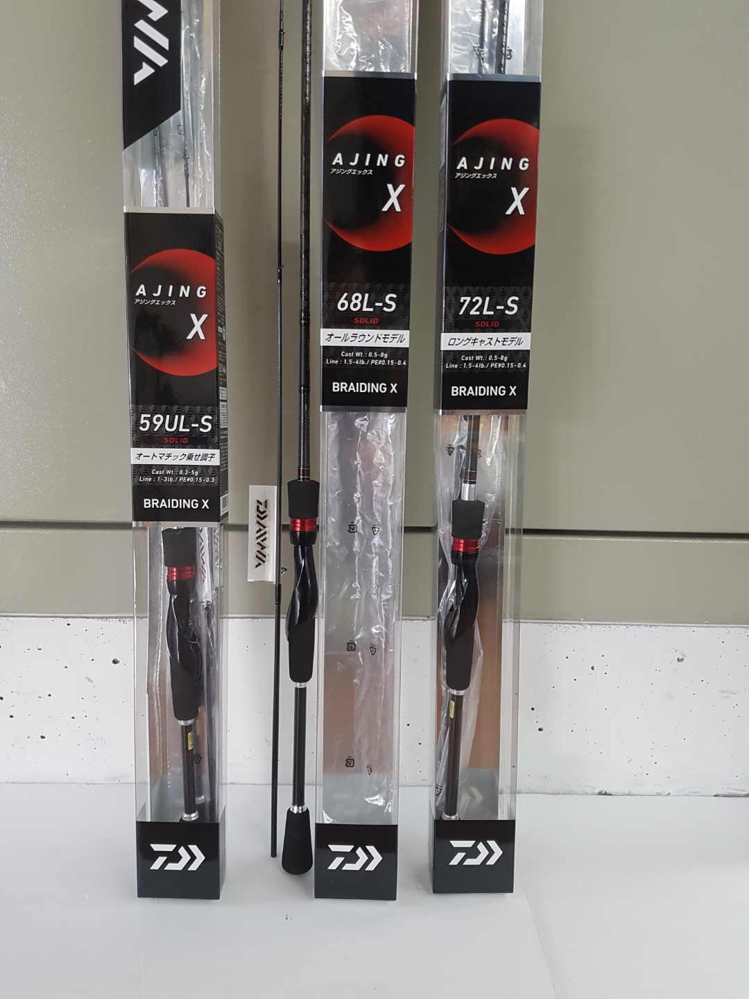 New Arrival Just Again In Place Daiwa 5ft9in 7ft2in Spinning Ajing Rods 1 Daiwa Ajing X 59ul S Tl 5 9 Rod 104 00 2 Sold Ajing X 68l S Tl 6 8 Rod S 108 00 3 Out Of Stock Ajing X 72l S Tl 7 2 Rod S 114 00
