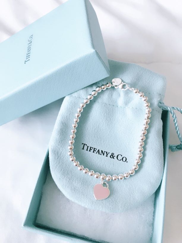 Tiffany bead bracelet pink clearance
