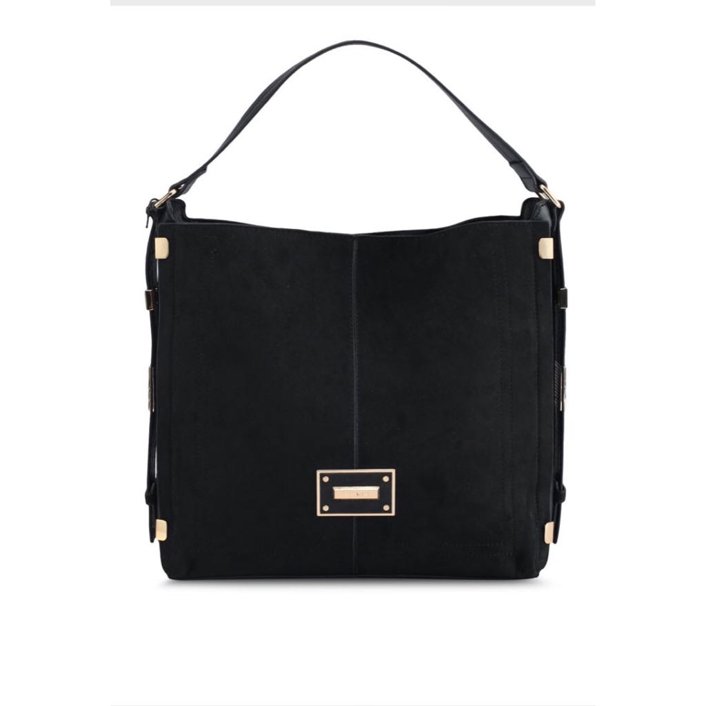 river island black chain side slouch bag