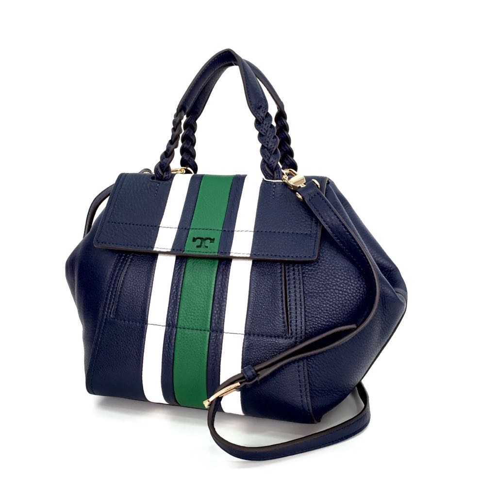Tory burch half moon stripe satchel outlet