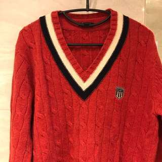 GANT 紅色100%羊毛外衣