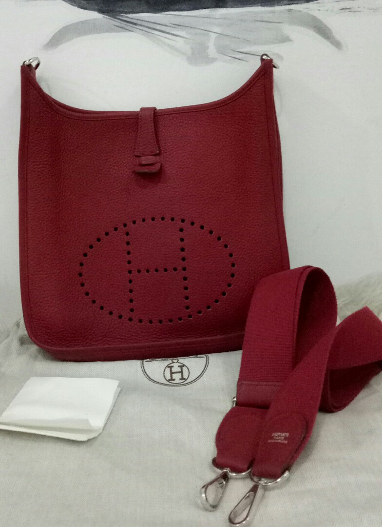 Authentic Hermes Evelyne III 29 GM Red 