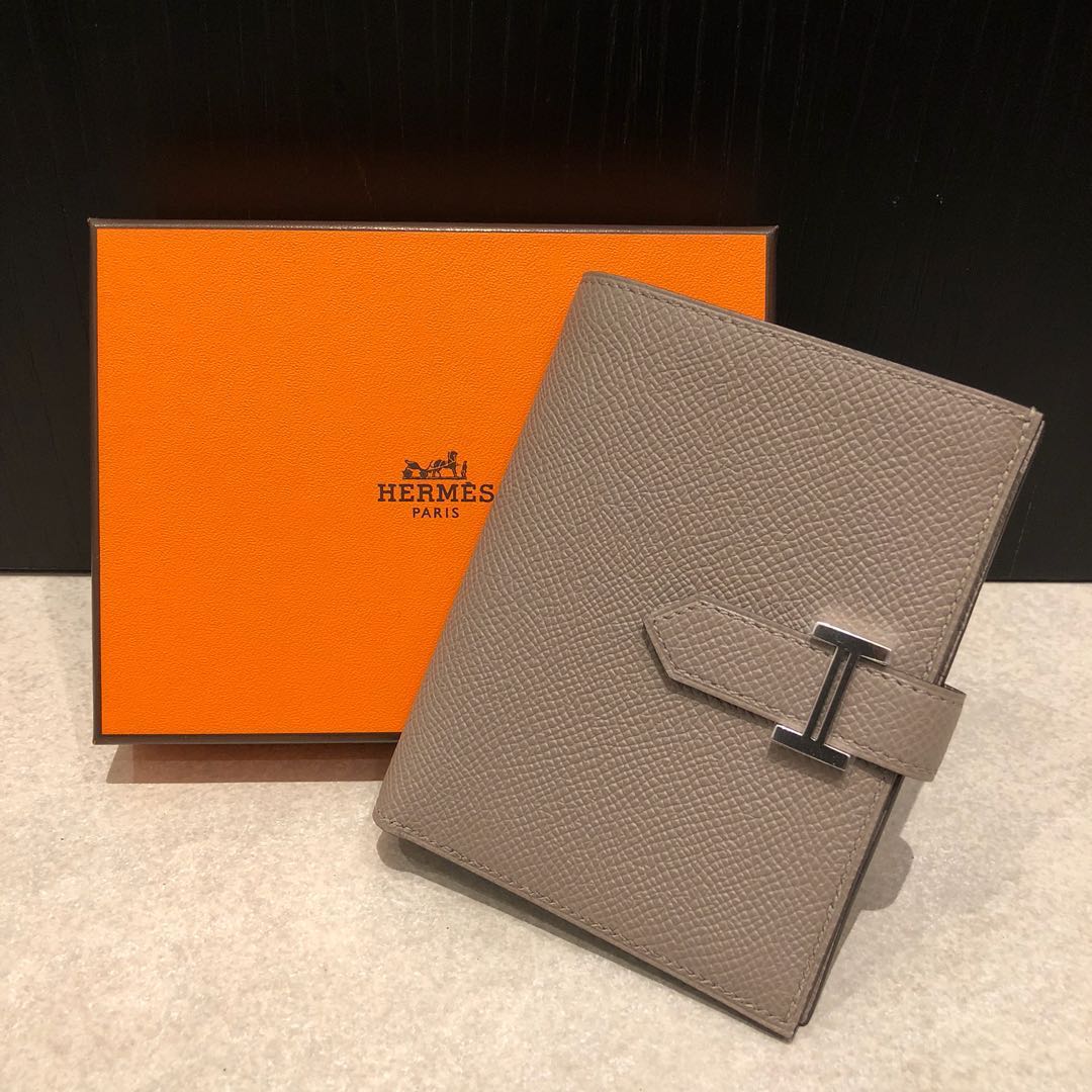 Hermes Bearn short wallet M8灰epsom銀釦 