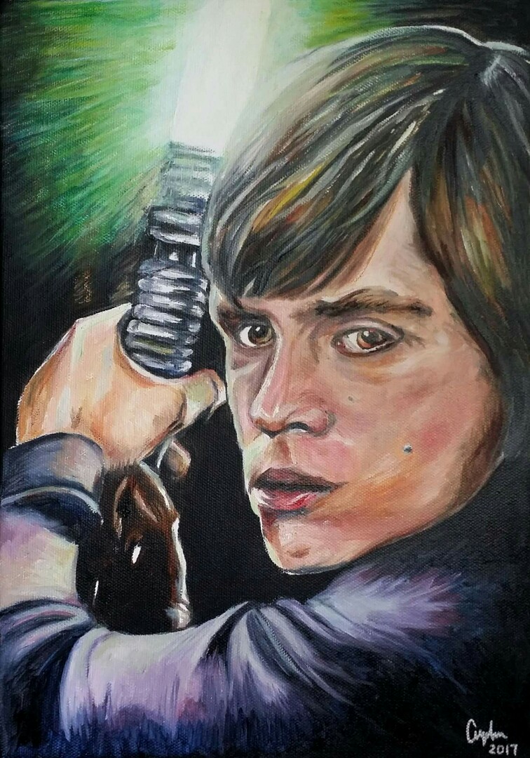 Star Wars Luke Skywalker Oil Acrylic Painting On 35 5cm 25 5