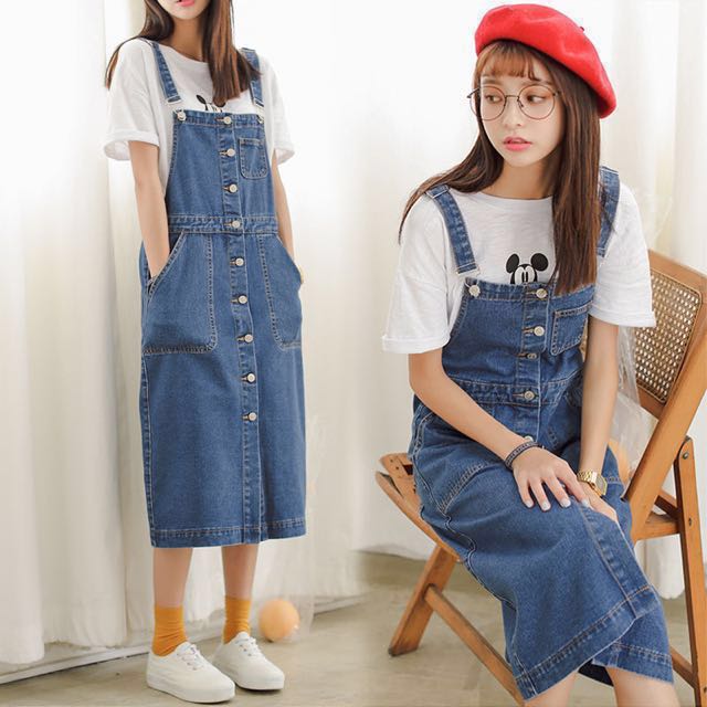 Girl denim sales overall dress