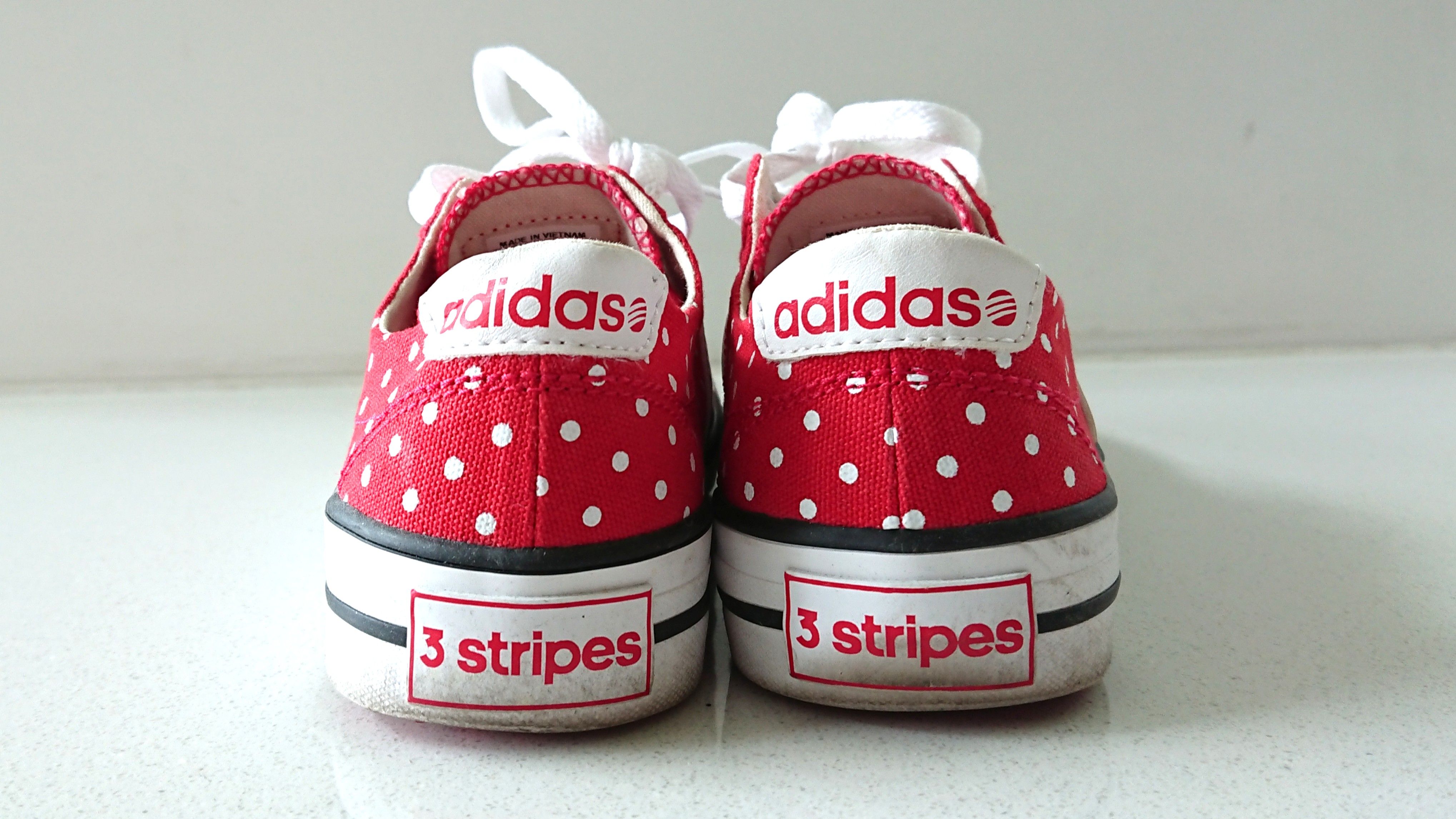 Red and white outlet polka dot shoes