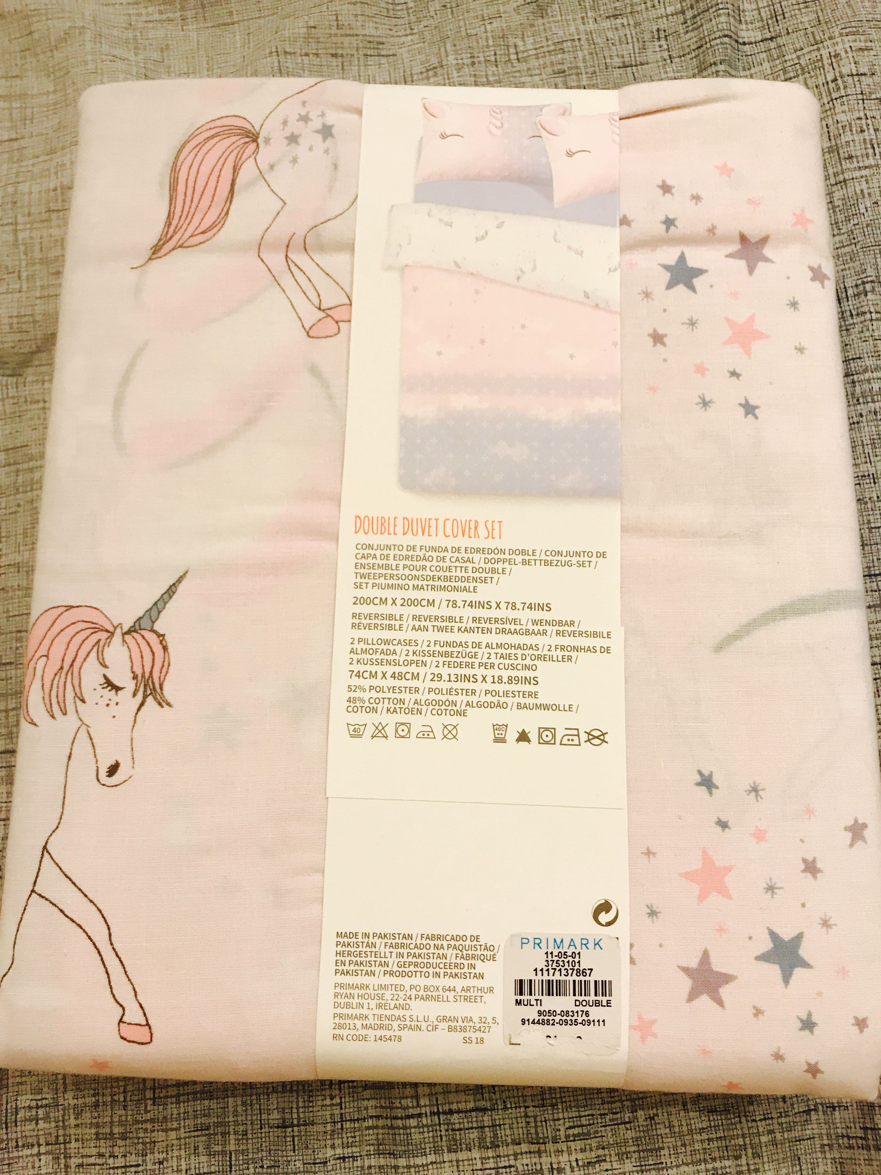 Unicorn double hotsell bedding primark