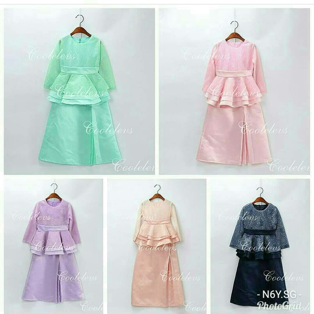 Cool Elves Baju Kurung Peplum Material Lace Satin Babies