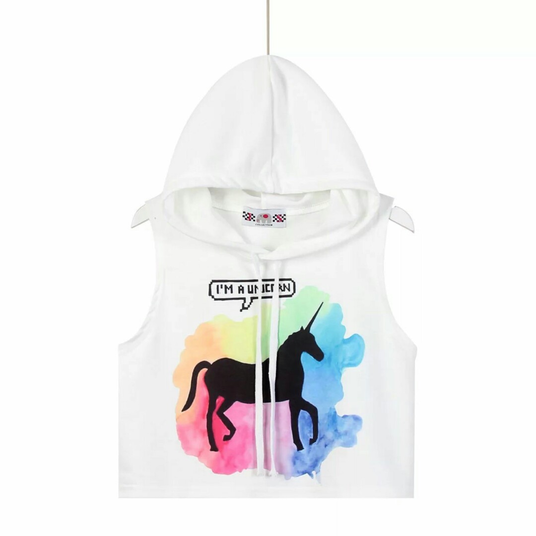 Crop top unicorn hoodie Women s Fashion Tops Other Tops on