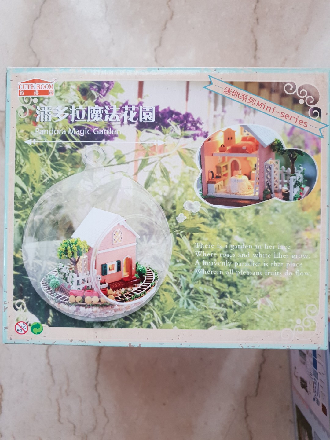 Diy Miniature House Dollhouse Kit Glass Ball Terrarium Paper Wood