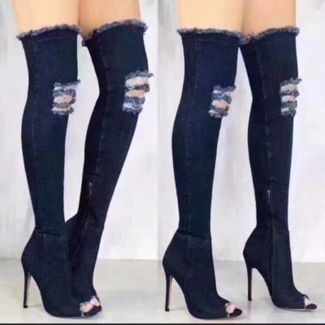 Ripped jeans and discount knee high boots
