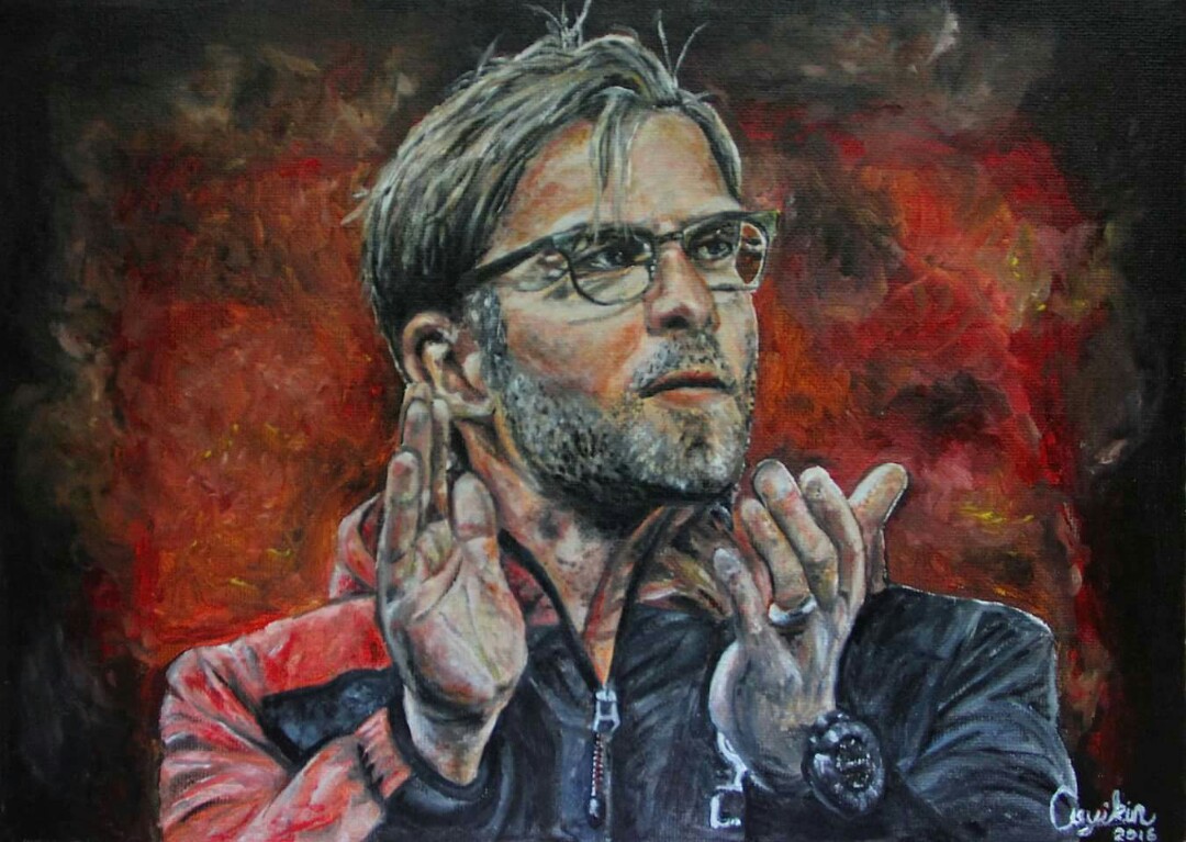 Liverpool Jurgen Klopp Oil Painting On 21cm 30cm Canvas Framed
