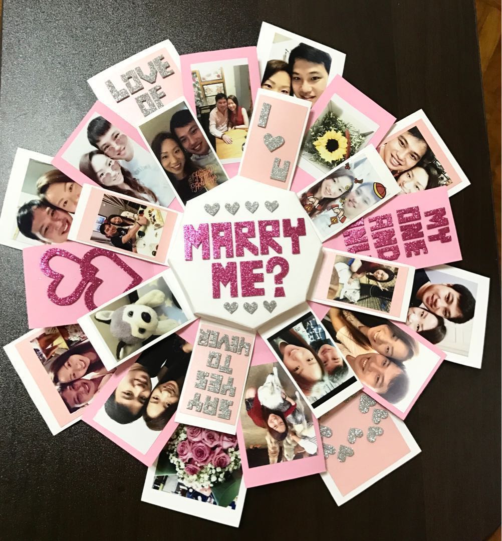 Marriage Proposal 3 In 1 Explosion Box Card Design Craft Handmade Craft On Carousell