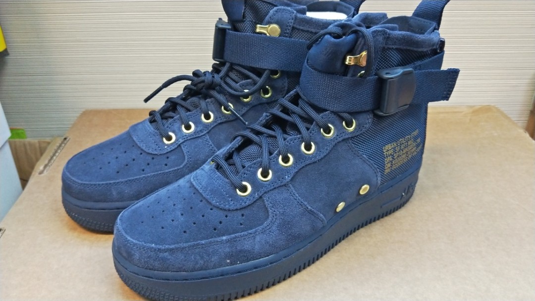 nike sf air force 1 mid obsidian metallic gold