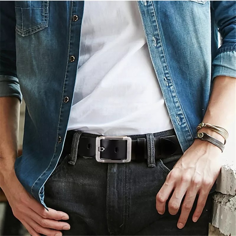PU Leather Belts for Men Brand Strap Male Pin Buckle Fancy Vintage Cowboy Jeans